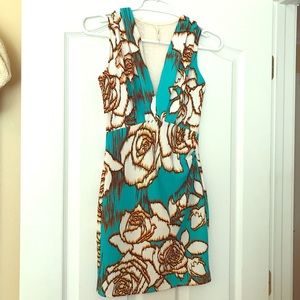 Aqua Bodycon Floral Sun Dress